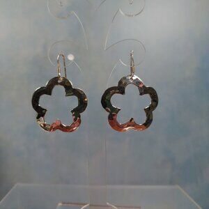 Hammered Sterling Silver Flower Drop Earrings